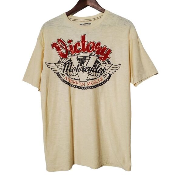 Victory Motorcycles American Muscle Shirt Size L Velvet Logo Graphic Print Mens - Picture 1 of 6